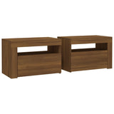 ZNTS Bedside Cabinets 2 pcs with LEDs Brown Oak 60x35x40 cm 3144974