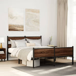 ZNTS Bed Frame without Mattress Brown Oak 140x200 cm Engineered Wood 4017345