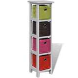 Storage Rack with Multi-colour Baskets Paulownia Wood 241540