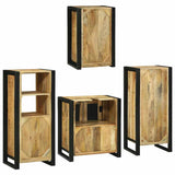 Bathroom Furniture Set with Shelf 4 pcs Brown Solid Mango Wood 3305702