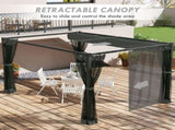 3 x 4m Aluminium Frame Pergola, with Retractable Roof - Dark Grey T3398P317621