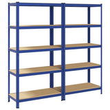 5-Layer Storage Shelves 2 pcs Blue Steel&Engineered Wood 3307605