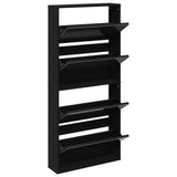 Shoe Cabinet with Mirror 4-Layer Black 63x17x134 cm 3228274