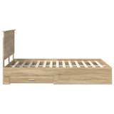 Bed Frame with Drawer Sonoma Oak 140 x 190 cm Engineered Wood 3409642