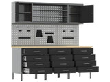 Work Cabinet with Drawer 7 pcs Black Engineered Wood and Steel 3321436