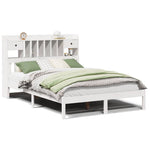 ZNTS Bookcase Bed without Mattress White 150x200 cm King Solid Wood Pine 3322344