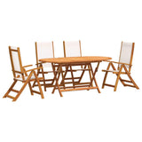 5 Piece Garden Dining Set Solid Wood Acacia and Textilene 3279286