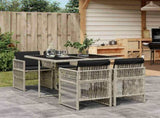 5 Piece Garden Dining Set with Cushions Light Grey Poly Rattan 3210899