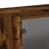 Wall Cabinet with Glass Doors Smoked Oak 68.5x37x35 cm 836505