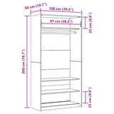 Wardrobe Old Wood 100x50x200 cm Engineered Wood 3318624