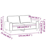 2-Seater Sofa Light Grey 140 cm Microfibre Fabric 348982