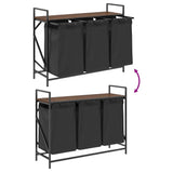 Laundry Basket 3 Compartments with Shelf Brown Oak 859064