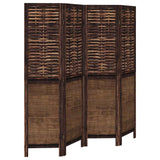 Room Divider 4 Panels Dark Brown Solid Wood Paulownia 358705
