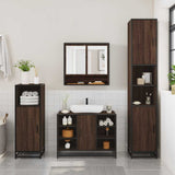 2 Piece Bathroom Furniture Set Brown Oak Engineered Wood 3300944