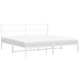 Metal Bed Frame without Mattress with Headboard White 183x213cm 355419