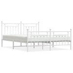 Metal Bed Frame without Mattress with Footboard White 183x213cm 353609