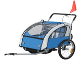 2 Seat Bike Trailer with 5 Point Harness, Baby Bike Stroller with Safety Flag, Reflectors, for 18 T3398P348586
