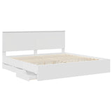 Bed Frame with Drawer White 200 x 200 cm Engineer Wood 3411082