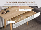 Dressing Table with Drawer and Mirror height adjustable Wooden Oak Color Bedroom Dressing Room T3398P344161