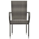 Dining Set Grey PE Rattan, Powder-Coated Steel, Glass Compact 3072477