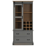 Wine Cabinet HALDEN with Wine Racks and Sliding Door Grey Pine 4018435