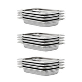 Gastronorm Containers 12 pcs GN 1/4 40 mm Stainless Steel 50900