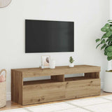 TV Cabinet with LED Lights Artisan Oak 120x35x40 cm Engineered Wood 856306
