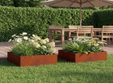 Garden Planter 2 pcs Rusty 60 x 60 x 20 cm Weathering Steel 8005007