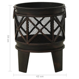 Rustic Fire Pit with Poker 42x54 cm Steel 313637