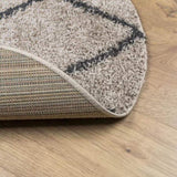 ZNTS Shaggy Rug PAMPLONA High Pile Modern Beige and Anthracite Ø 200 cm 375401