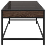 ZNTS Coffee Table with Infinity LED Brown Oak 70x50x41 cm 847686