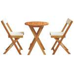 Garden Bistro Set with Cushion 3 pcs Brown Solid acacia wood 4105501