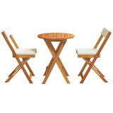 Garden Bistro Set with Cushion 3 pcs Brown Solid acacia wood 4105501