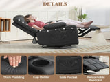 Manual Reclining Chair, Recliner Armchair with Swivel, Faux Leather, Footrest, Cup Holders, T3398P344109