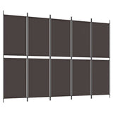 5-Panel Room Divider Brown 250x180 cm Fabric 350219