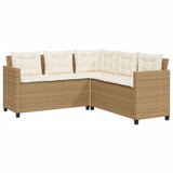 Garden Sofa with Table and Cushions L-Shaped Beige Poly Rattan 369043