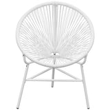 Garden Chair White PE Rattan, Powder-Coated Steel Medium Tough 42072