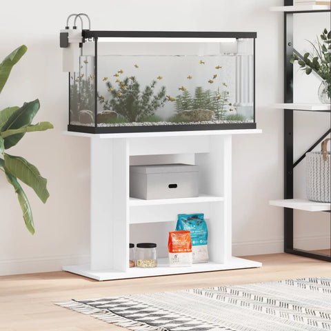 ZNTS Aquarium Stand White 80x35x60 cm Engineered Wood 833575