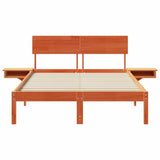 Bed Frame with Headboard Wax Brown 120 x 190 cm Solid Pine Wood 873459