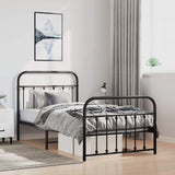 Bed Frame Black Powder-Coated Steel Single Bed Frame 352590