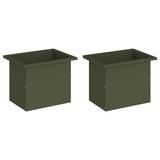 Garden Planter with LED 2 pcs Olive Green 30 x 40 x 30 cm Steel 8008077