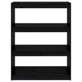 Book Cabinet/Room Divider Black 80x30x103.5 cm Solid Wood Pine 808192