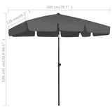 314729 Beach Parasol Anthracite 200x125 cm