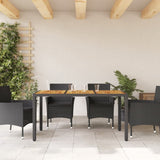 Garden Table with Acacia Wood Top Black 150x90x75 cm Poly Rattan 365535