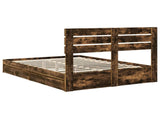 Storage Bed with Drawer Smoked Oak 140 x 200 cm Engineered Wood 3411567