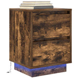 Bedside Cabinets with LED Lights 2 pcs Smoked Oak 38x34x50 cm 861292