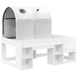 Bed with Tunnel with Shelf 3 pcs White Engineered Wood 3423503