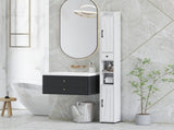 Tall Bathroom Cabinet, Farmhouse Slim Bathroom Storage Cabinet with Barn Doors, Toilet Paper Roll T3398P423554