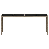 Garden Table with Glass Top Light Grey 190x90x75 cm Poly Rattan 368128