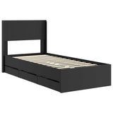 Bed Frame with Storage and Headboard Black 90 x 200 cm 3414336